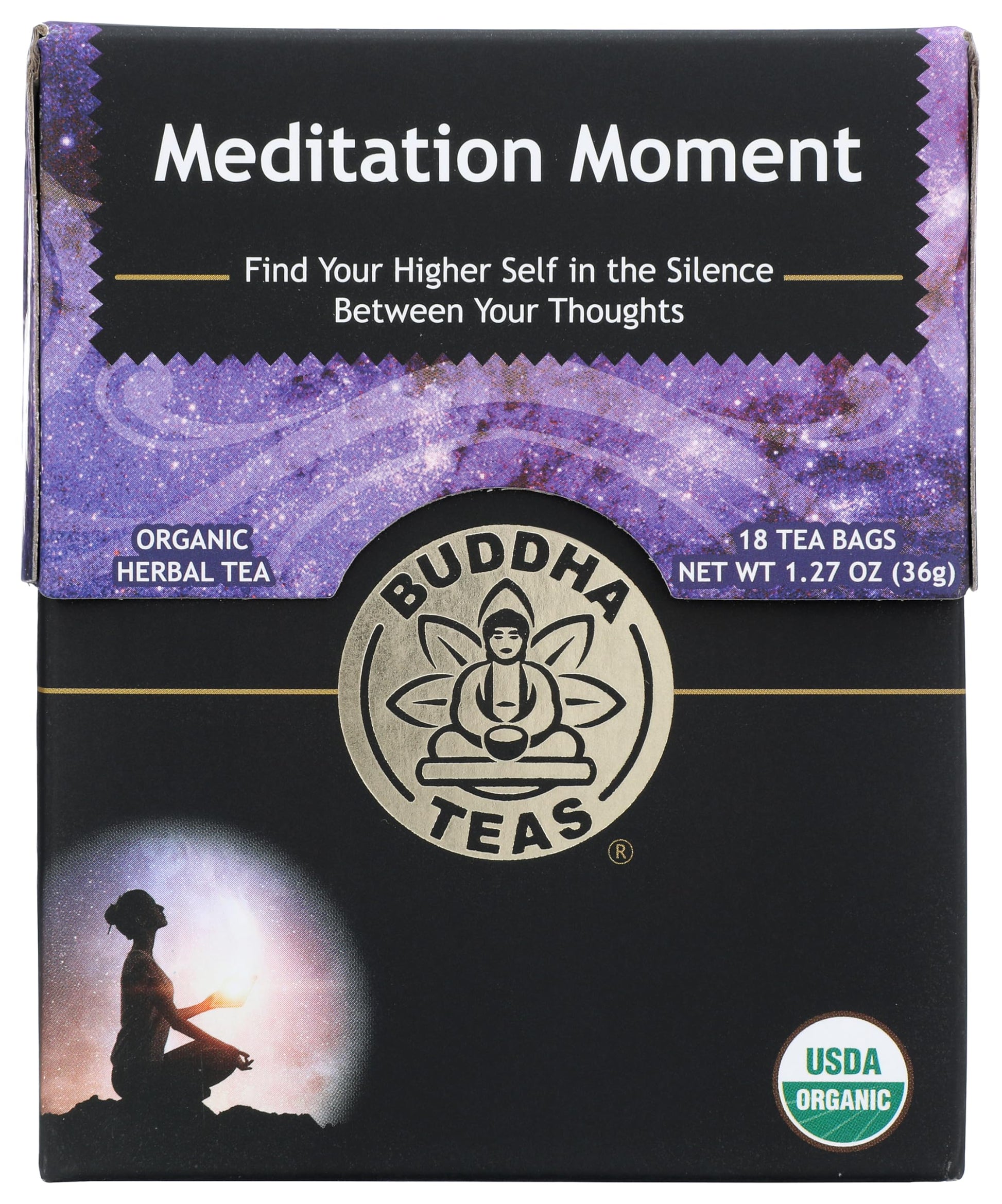 Buddha Teas Organic Herbal Tea - Meditation Moment - Caffeine Free - 18 Count - OU Kosher & Non-GMO