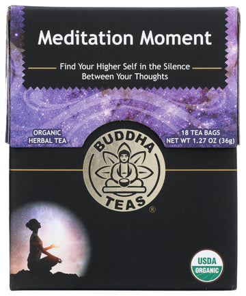 Buddha Teas Organic Herbal Tea - Meditation Moment - Caffeine Free - 18 Count - OU Kosher & Non-GMO