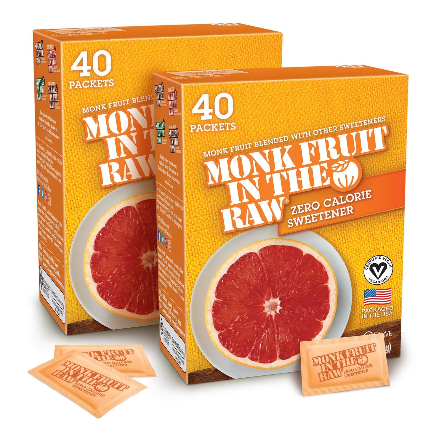 Monk Fruit In The Raw Zero-Calorie Sugar Substitute Packets - Natural Monk Fruit Sweetener Powder, No Erythritol, Plant-Based Ke