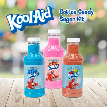 Nostalgia Kool-Aid Flossing Party Kit (3-Pack) | Blue Raspberry, Strawberry, Tropical Punch | 3 16Oz Bottles Of Cotton Candy Sug