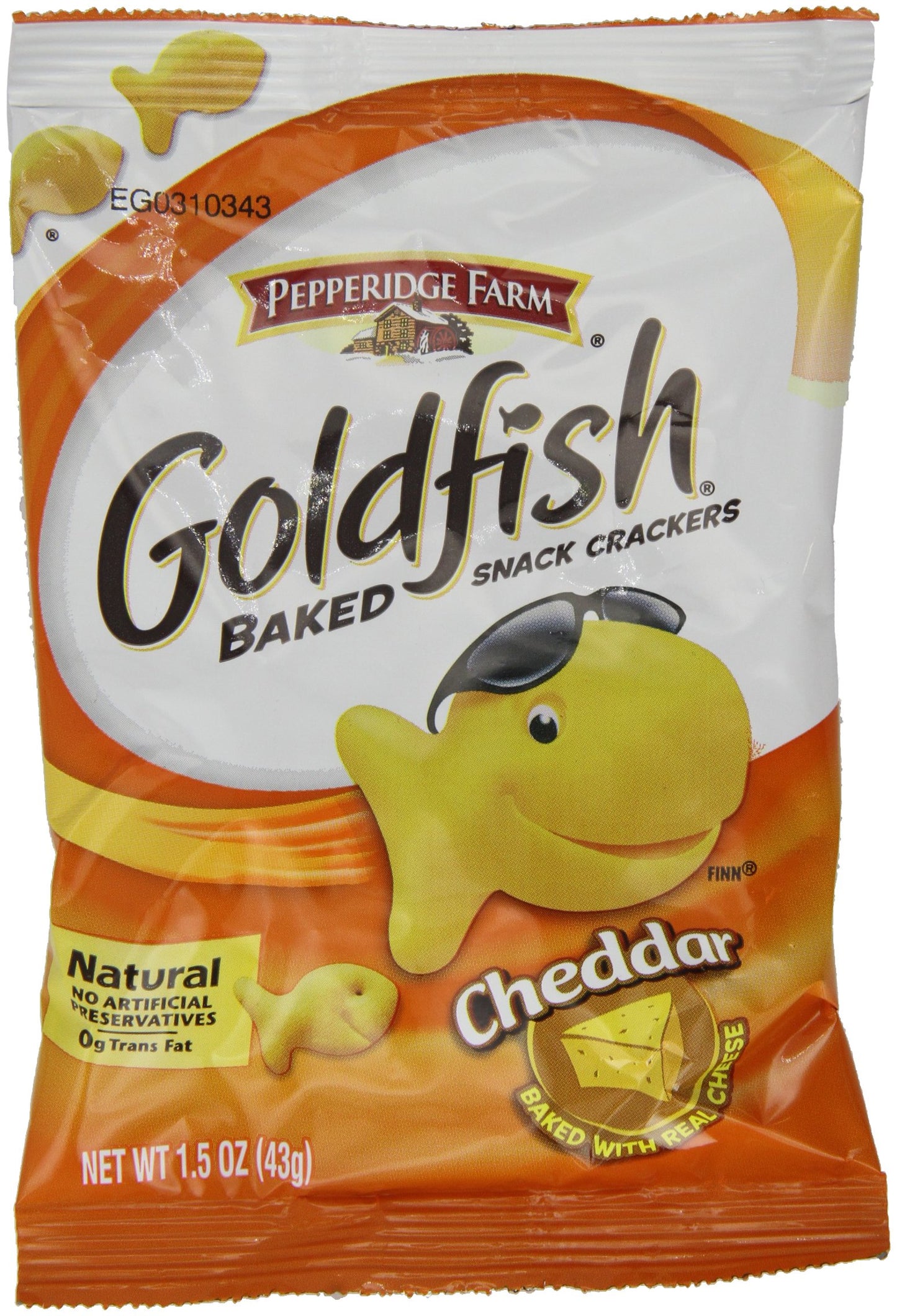 Pepperidge Farm Goldfish Cheddar Baked Snack Crackers 1.5 Oz. Bags - 6 Pack - Small Storage Space Friendly!