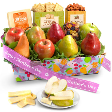 Happy Mothers Day Fruit Basket with Cheese and Nuts