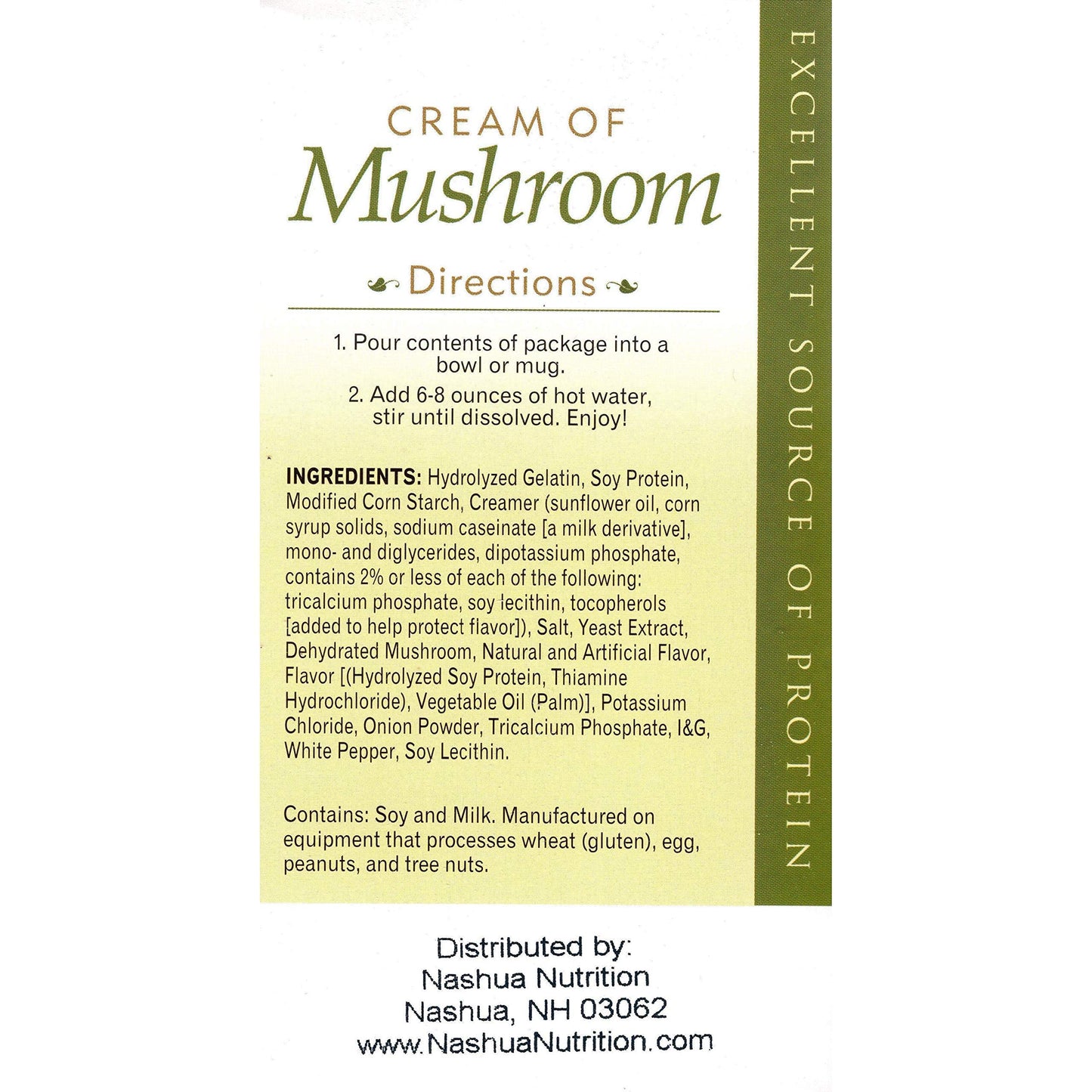 Healthsmart High Protein Cream Of Mushroom Soup, 15G Protein, Low Calorie, Low Carb, Sugar Free, Low Fat, No Gluten Ingredients,