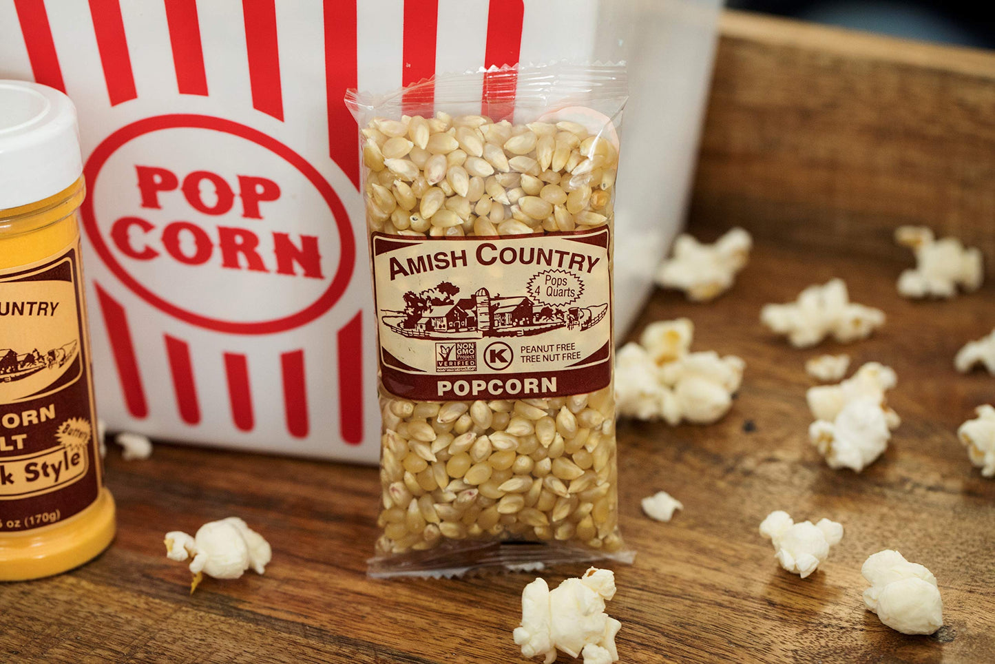Amish Country Popcorn | 24-4 Oz Bags - Medium White Kernels | Old Fashioned, Non-GMO and Gluten Free