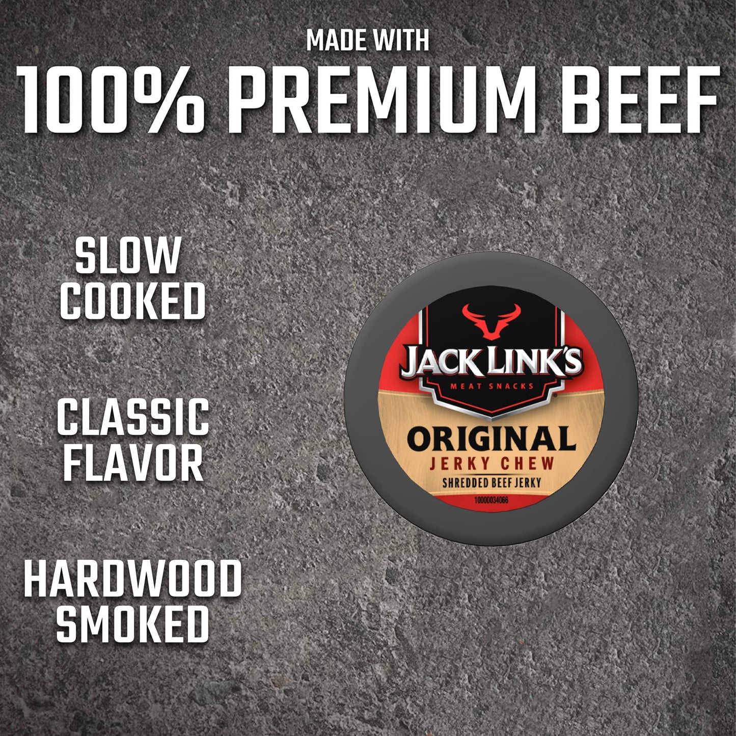 Jack Link'S Beef Jerky Chew,Original,Bulk Pack - Shredded Beef Jerky,Made With Premium Beef,0.32 Oz Per Snack Tin,23.04 Oz Total