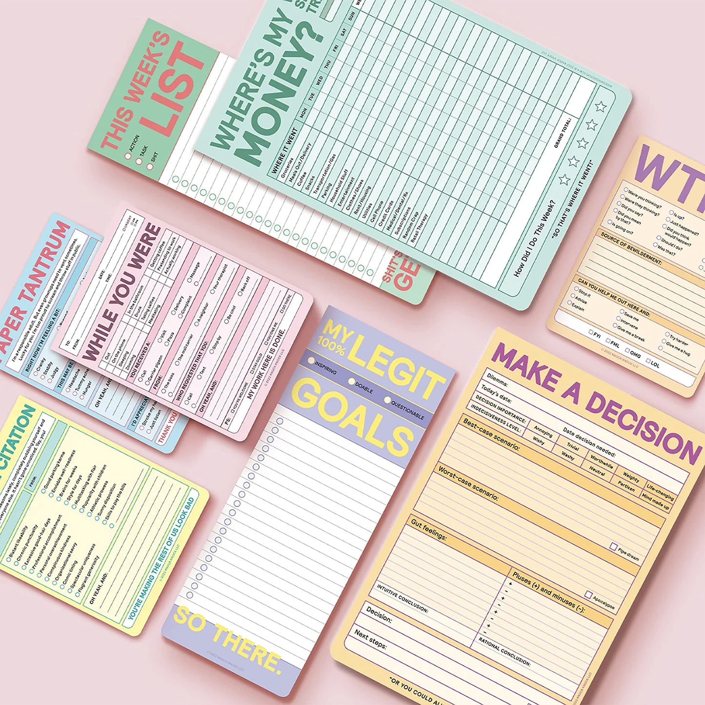 Knock Knock Make A Decision Pad, Checklist Funny Office Notepads (Pastel Version), 6 X 9-Inches