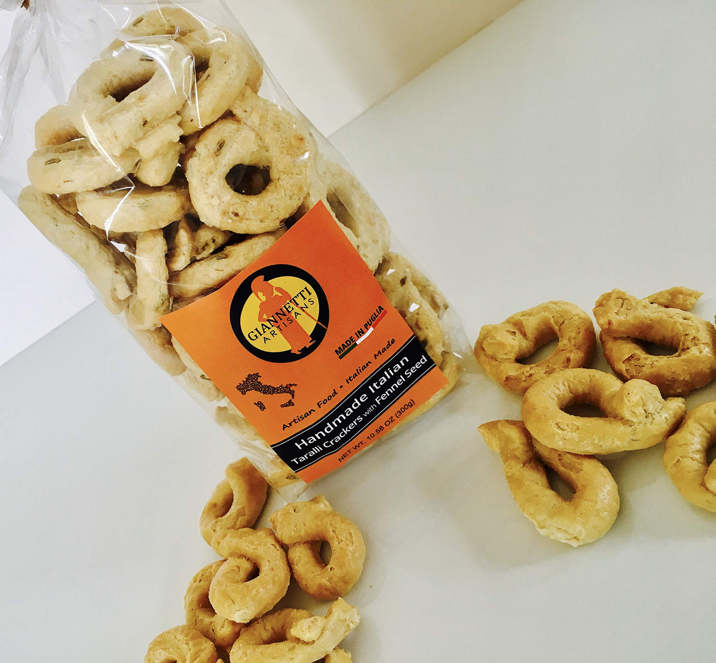 Giannetti Artisans Taralli  ers with Fennel Seeds - Pack of 2, 5.29 Ounce Each, Imported from Puglia