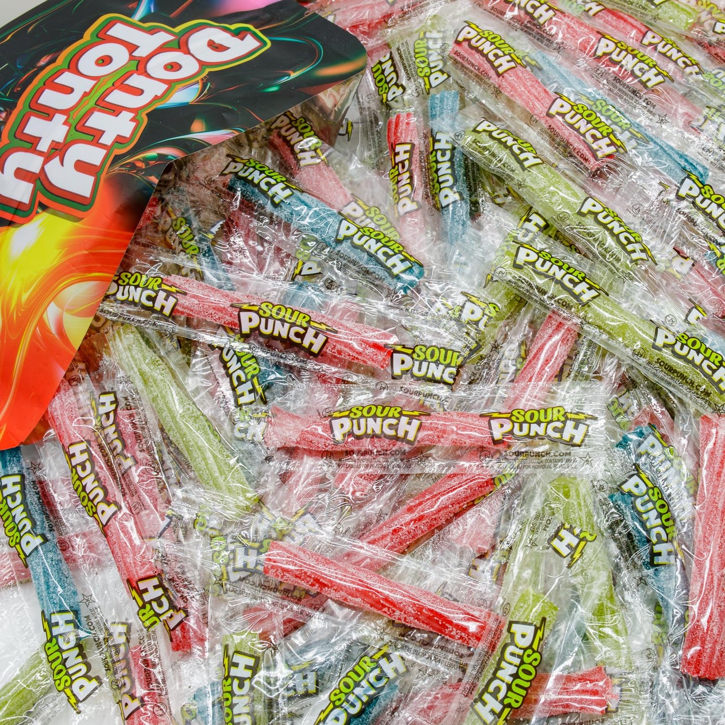 SOUR PUNCH TWISTS STRAWS 2 lb - Candy in Bulk Bag, Assorted, Fruit Flavored, Chewy Candies, Individually Wrapped, Kosher & Halal