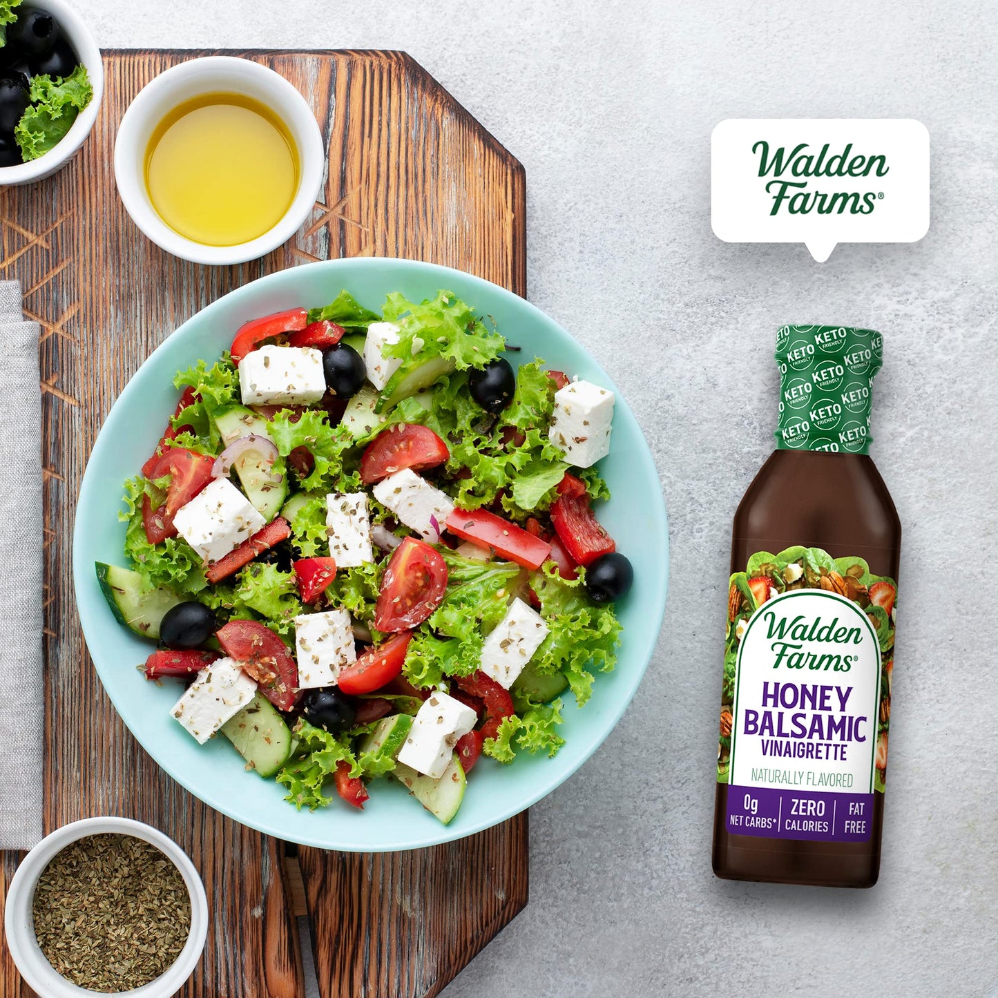 Walden Farms Honey Balsamic Vinaigrette - Calorie-Free, Gluten-Free, Low Carb, Keto-Friendly, Vegan, Sugar-Free, Dressing With S