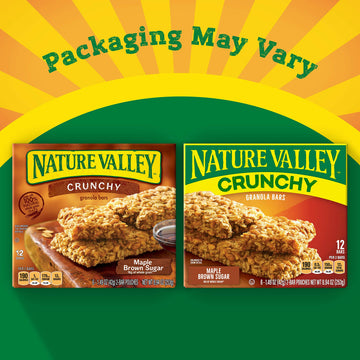 Nature Valley Crunchy Granola Bars, Maple Brown Sugar, 12 Bars (6 Count Pack) - Healthy Snack, Ideal for On-the-Go Energy