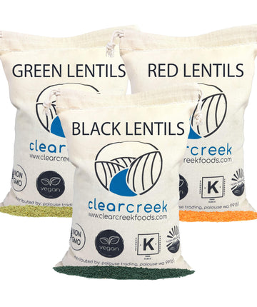 Red Lentils | Green Lentils | Black Beluga Lentils | 12 LBS Total | Non-GMO | 100% Non Irradiated | Kosher | USA Grown | Vegan