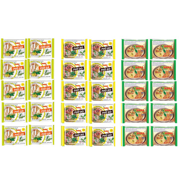 Mama Oriental Style instant noodles Mix Flavor Bundle Package Total 30 Packs (3 Flavor Pho Noodle Mix Pho Ga Chicken Flavor, Pho