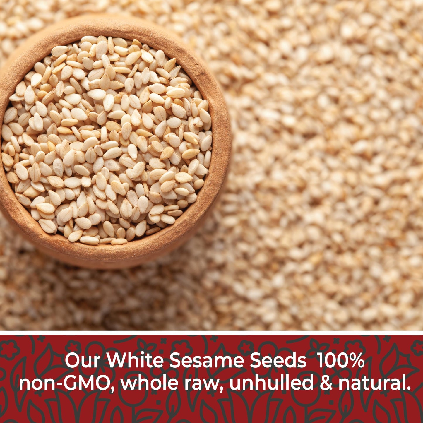 Sesame Seeds Bulk 2lbs - White Raw Sesame Seeds for Baking - Unhulled Sesame Seeds Bulk - Keto Friendly - Non GMO Seeds - Gluten