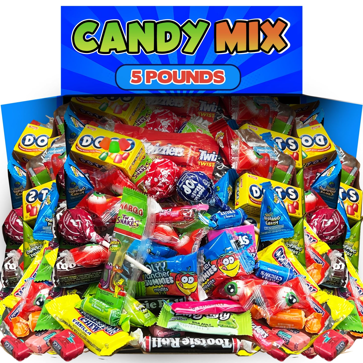 Halloween Chocolate Candy Assortment  5 Lbs Bulk Assorted Variety of Individually Wrapped Kids Candy  Includes Bubble Gum Eyeballs  Gummy Snakes  Assorted Tootsee Roll for Trick or Treat Goodie Bags