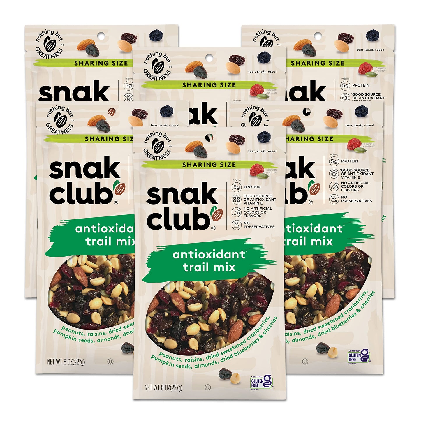 Snak Club Antioxidant Trail Mix, 8 Ounce (Pack of 6)
