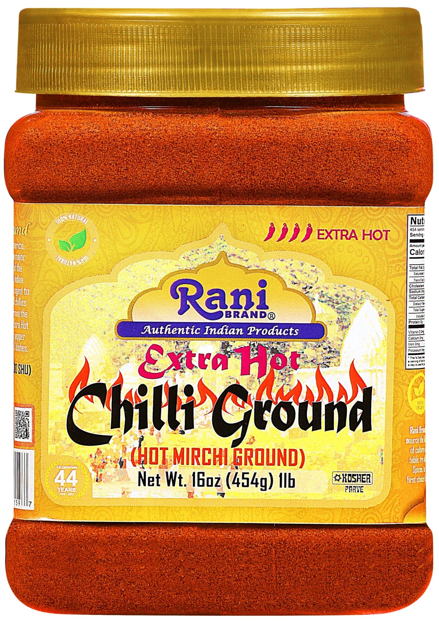 Rani Extra Hot Chilli Powder Indian Spice 16Oz (1Lb) 454G Pet Jar, Pack Of 6 ~ All Natural | No Color Added | Gluten Friendly |