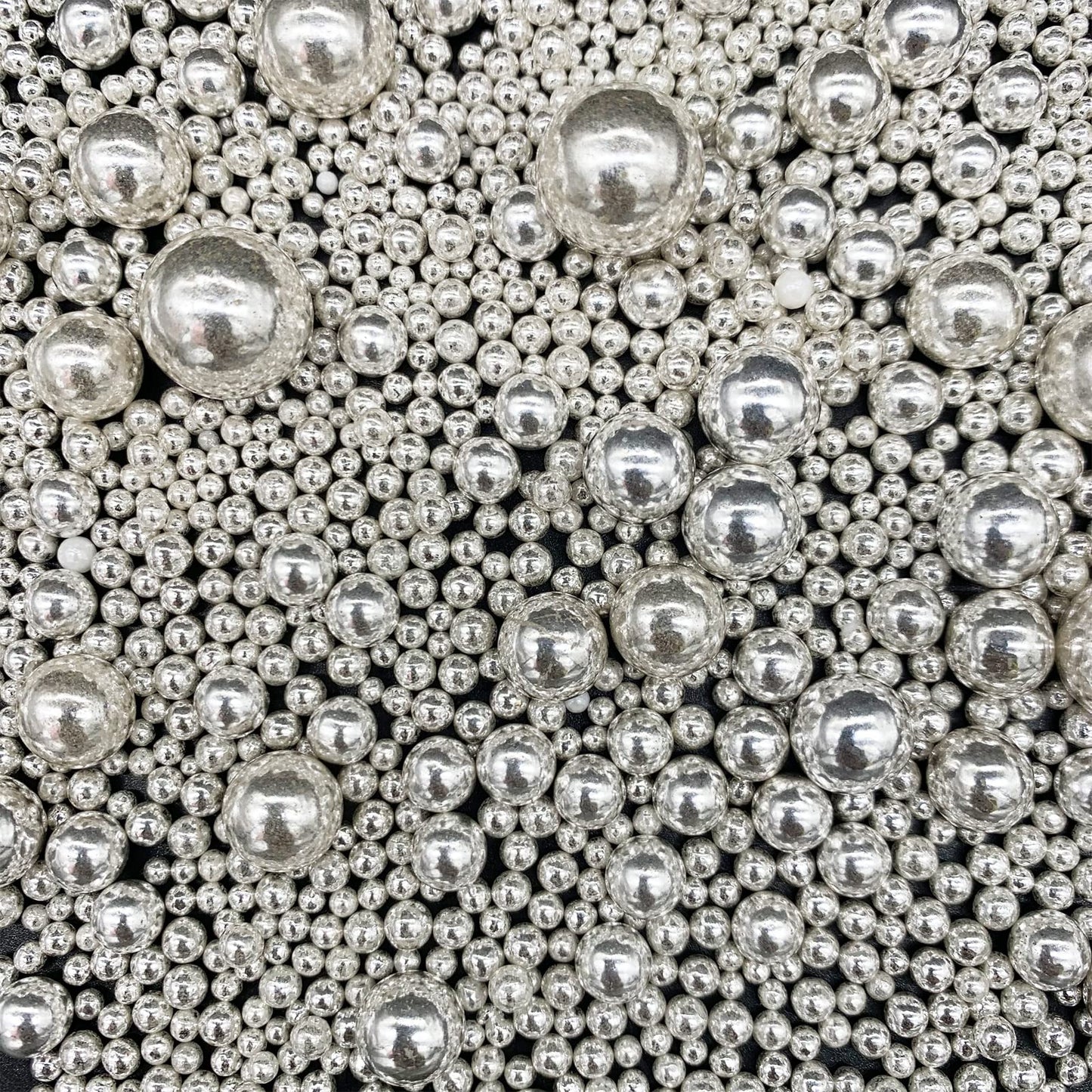 Weraru Edible Silver Pearl Sugar Sprinkles Candy Mixing Size Baking Edible Cake Decorations Cupcake Toppers Cookie Decorating Ce
