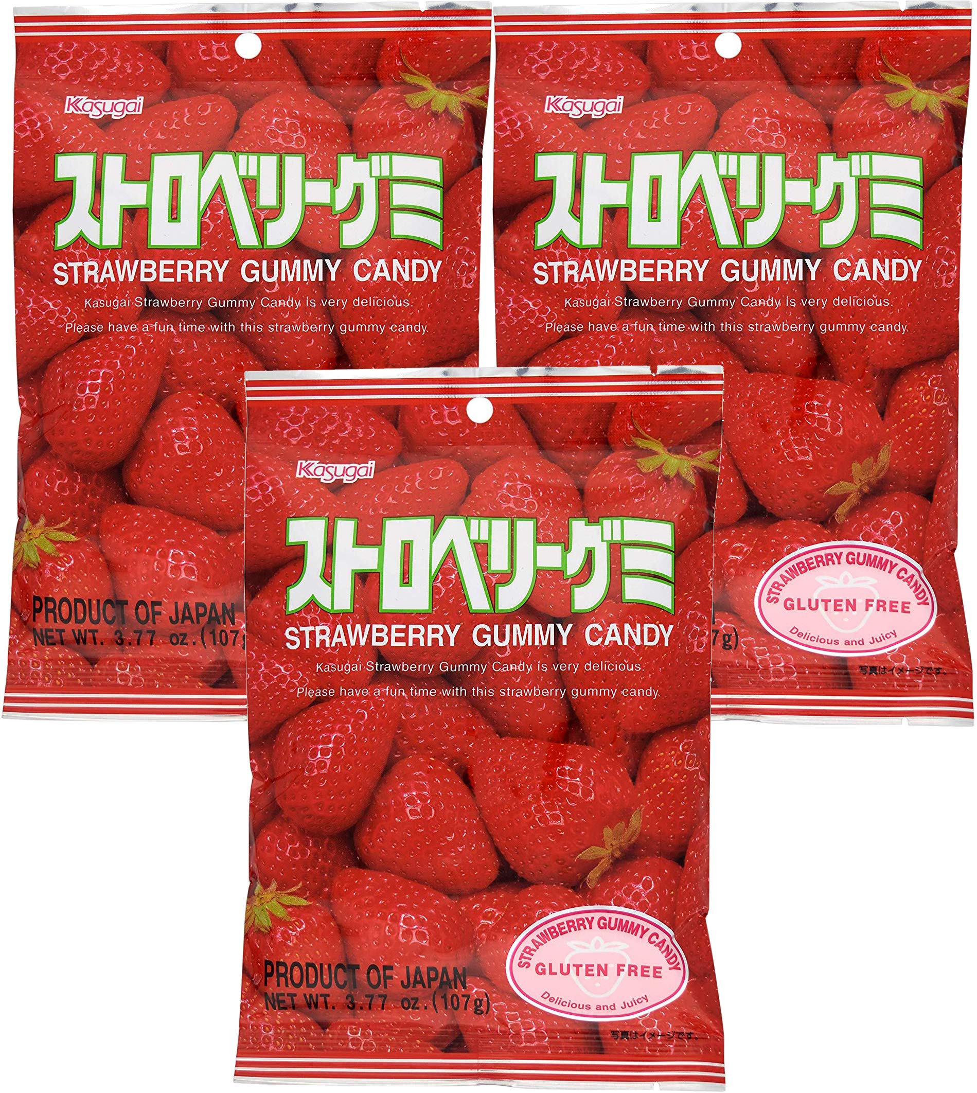 Kasugai Strawberry Gummy Candy 3.77Oz (3 Pack)