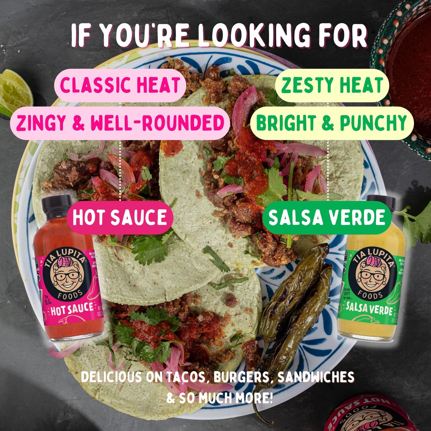 Tia Lupita Hot Sauce Variety Pack - 4 Bottles Of Flavorful Heat - Jalapeo, Salsa Verde, Habanero, Chipotle - Gluten-Free, Non-Gm