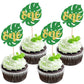 ZHUOWEISM 24 PCS Cupcake Toppers Glitter Monstera Leaf Party Decorations, Small, Multi-Color, Paper