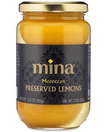 Mina Preserved Lemons - 12.5 Ounce Authentic Moroccan Gourmet Beldi Lemons, Moroccan Preserved Lemons in Jar, Ideal for Tagine, 