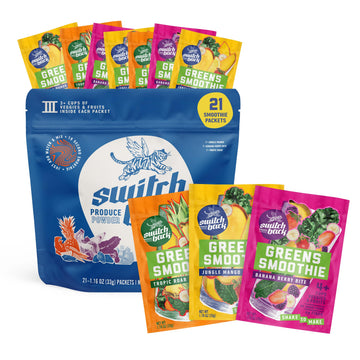 Switchback Greens Smoothie Powder, Gluten Free Mix for Water, Juice or Milk, Made with Real Fruit and Veggies, Green Drink for E