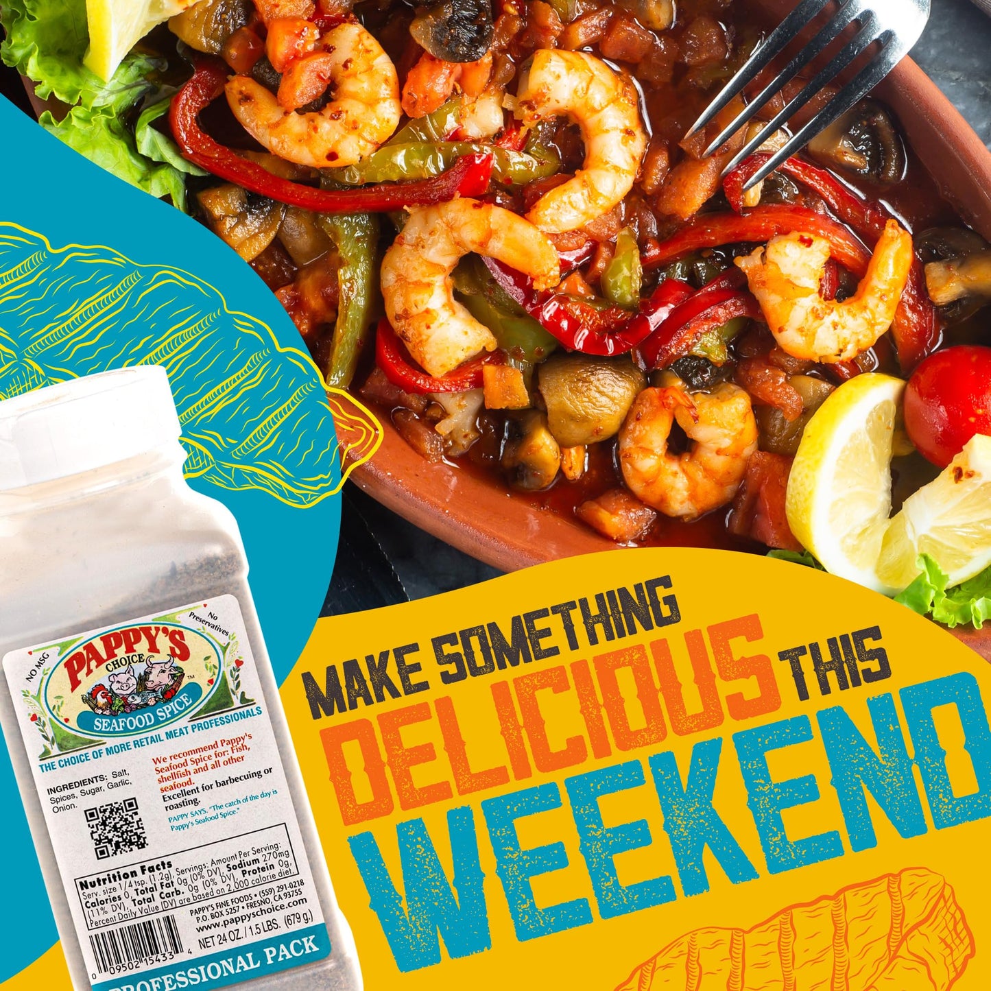 Pappy'S Seafood Spice - Perfect Seasoning For Grilled Fish, Shrimp, Crab, Lobster, And Seafood Boils | Ideal For Blackened, Frie