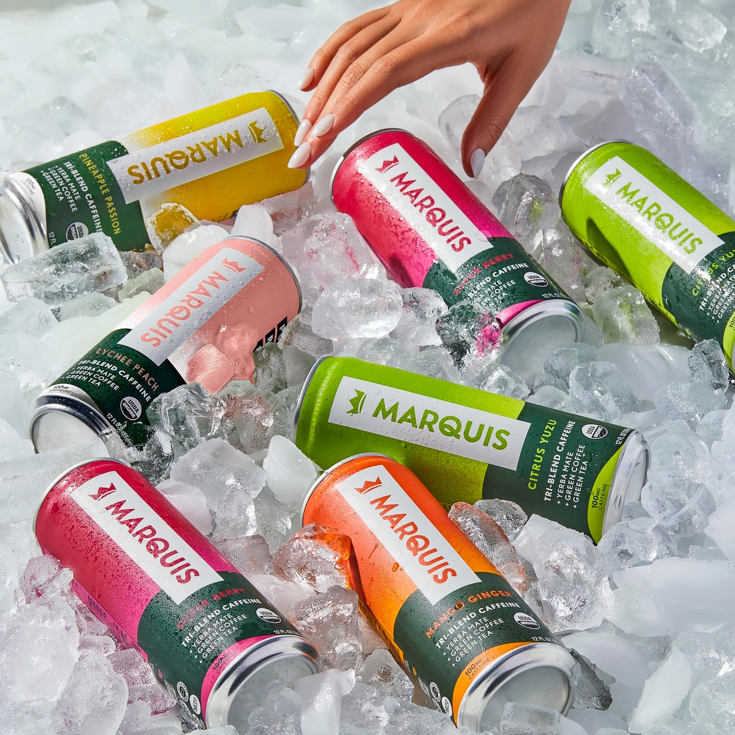 Marquis Natural Energy Drink, Mango Ginger, Sugar Free, 12 oz Cans, 12 Pack, Organic Caffeine, Vegan