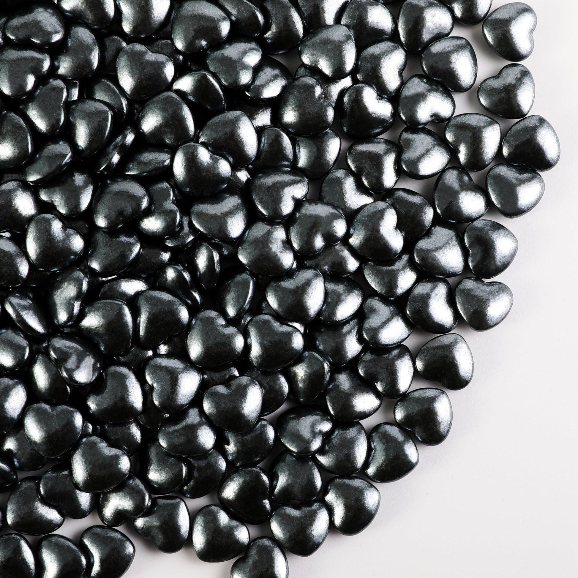 Kasvan Black Heart Shapes Sprinkles - Edible Candy Pearls 130g/4.58 Oz, Mix Size, Baking Cake Decorations, Ice Cream Toppings an