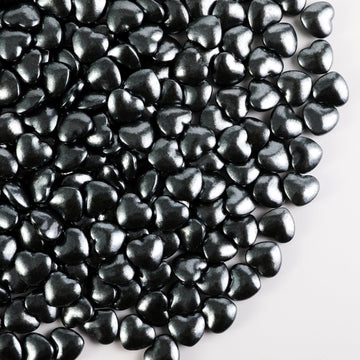Kasvan Black Heart Shapes Sprinkles - Edible Candy Pearls 130g/4.58 Oz, Mix Size, Baking Cake Decorations, Ice Cream Toppings an