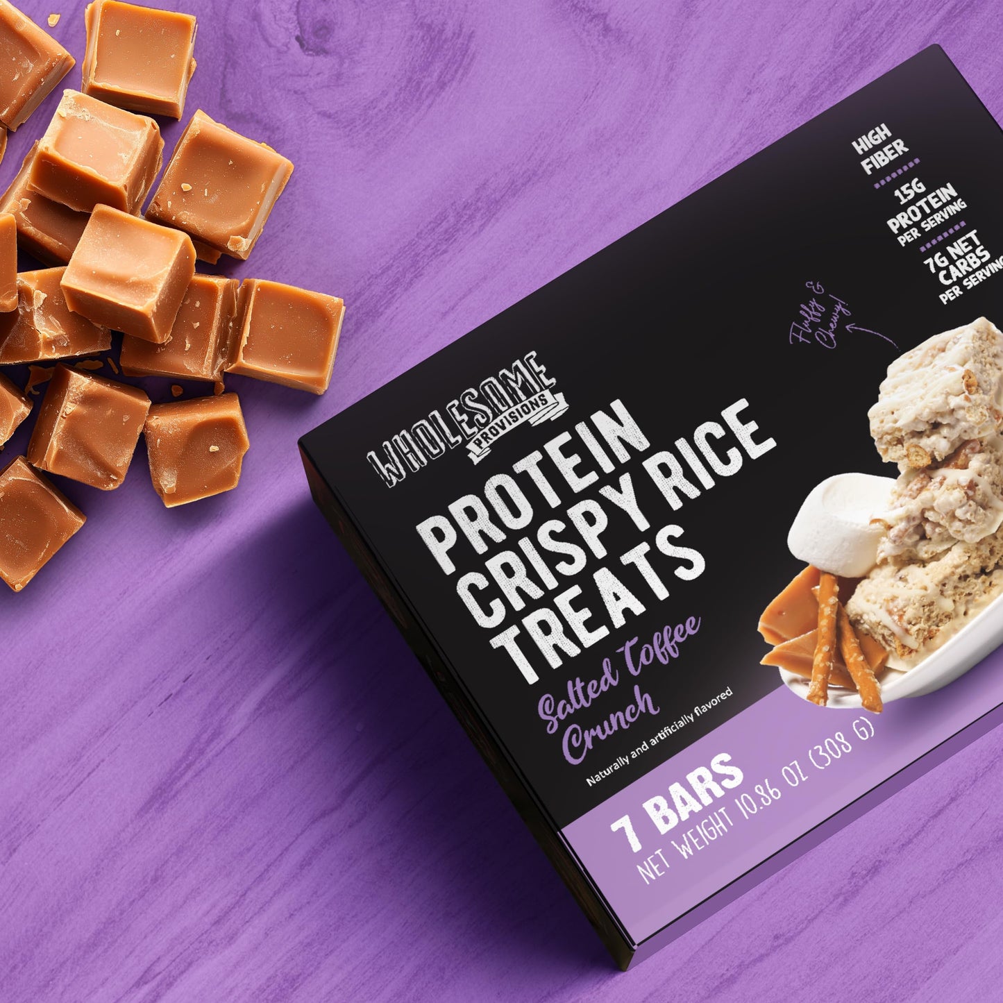 Wholesome Provisions Protein Crispy Rice  , 15g Protein, Low Carb, Gluten Free, 5 Pack