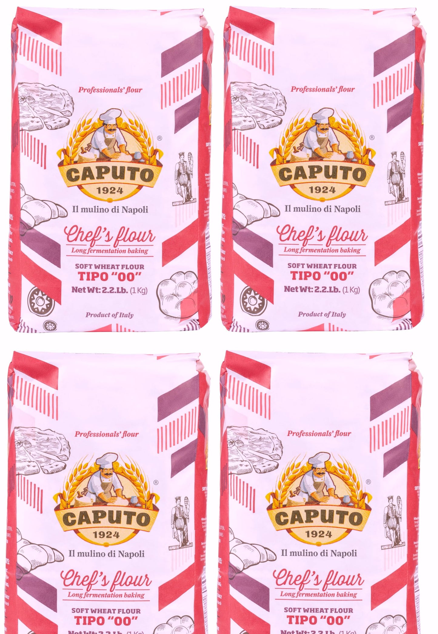 Antimo Caputo ''00'' Chefs Flour 1 Kilo, 2.2 Pound (Pack of 4)
