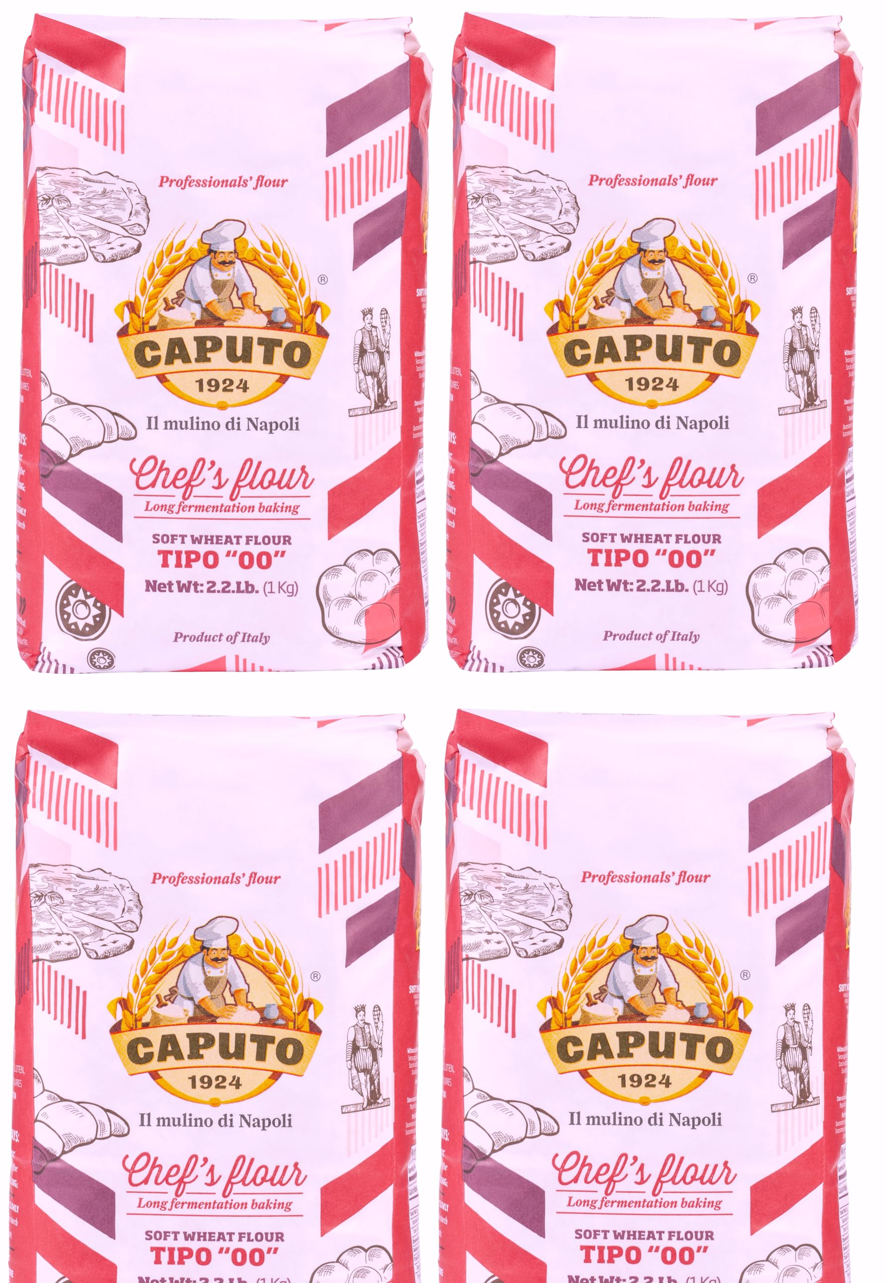Antimo Caputo ''00'' Chefs Flour 1 Kilo, 2.2 Pound (Pack of 4)
