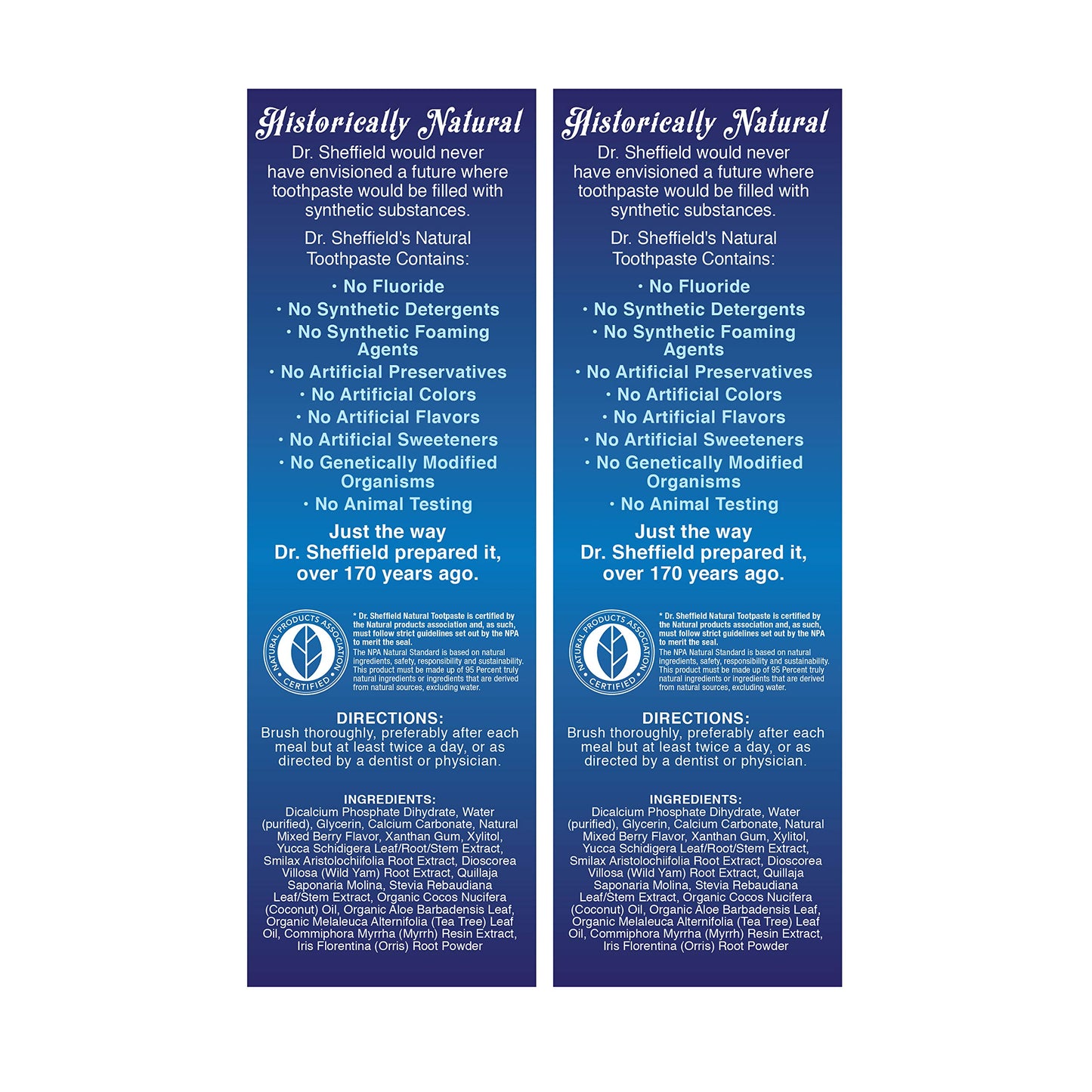 Dr. Sheffield's Natural Toothpaste (Mixed Berry) - Fluoride-Free, 2-Pack for Fresh Breath & Whiter Teeth, Reduces Plaque