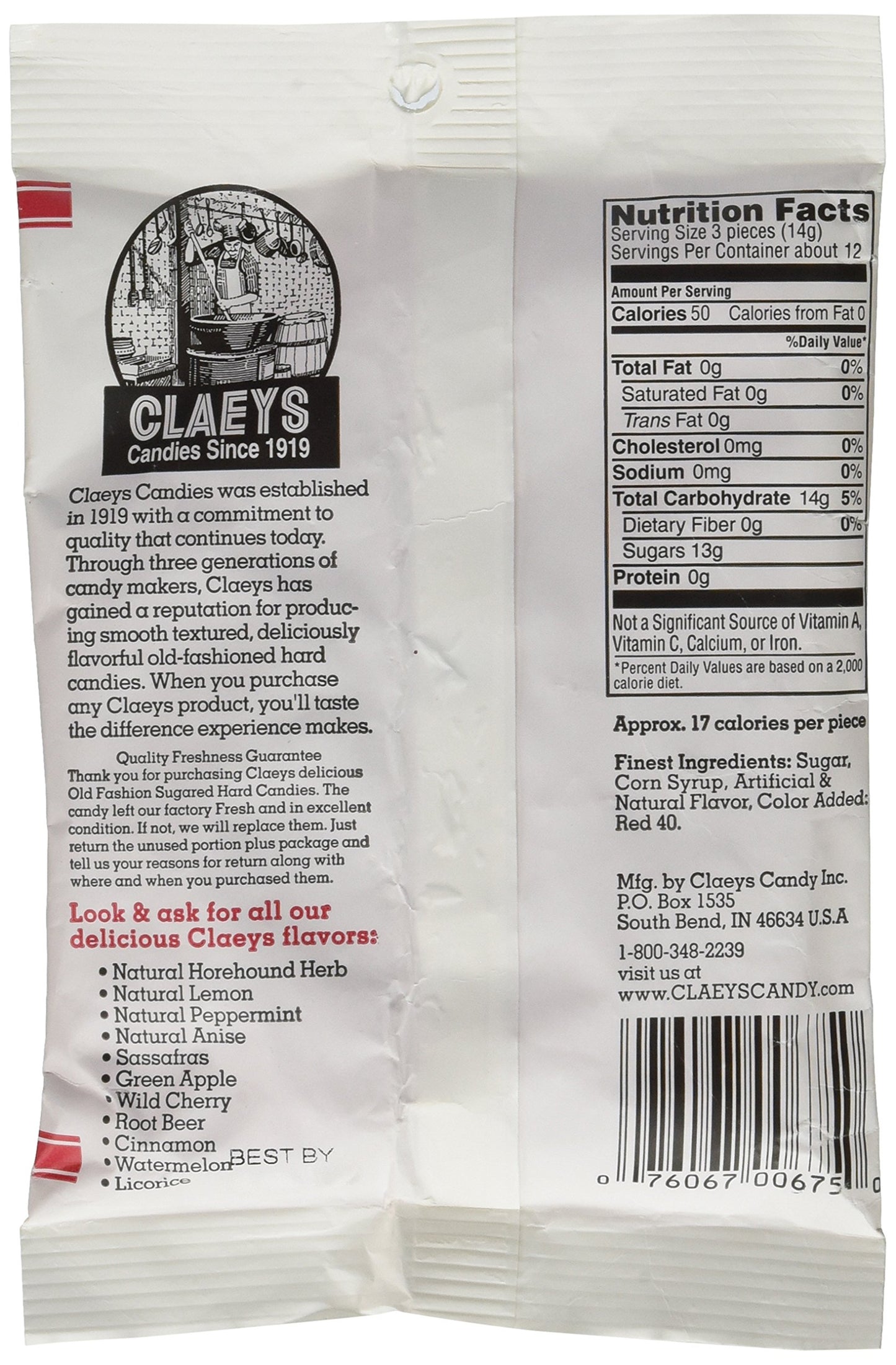 Claeys Candies Cinnamon - Old Fashioned Hard Candy - Artificially and Naturally Flavored - Fat-Free - 6 Ounce - 6-Pack