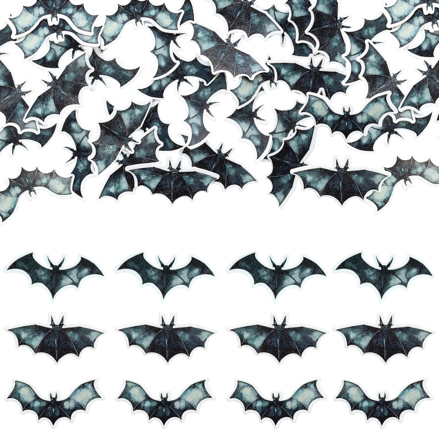 Gyufise 60Pcs Edible Halloween Bat Cupcake Toppers Edible Wafer Paper Bat Halloween Cupcake Picks For Baby Shower Kids Halloween