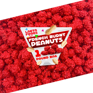 French Burnt Peanuts Candy | 1 Pound Bag | Crunchy Coated Peanuts | Old Fashioned Treat for Snacking and Gifting | Red Candy wit