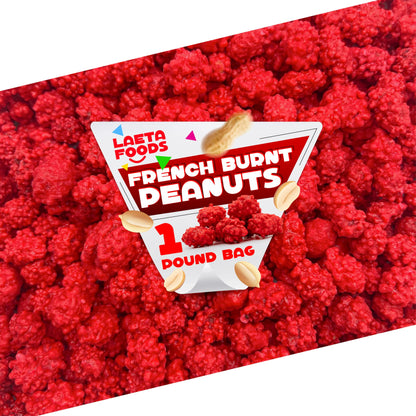 French Burnt Peanuts Candy | 1 Pound Bag | Crunchy Coated Peanuts | Old Fashioned Treat for Snacking and Gifting | Red Candy wit