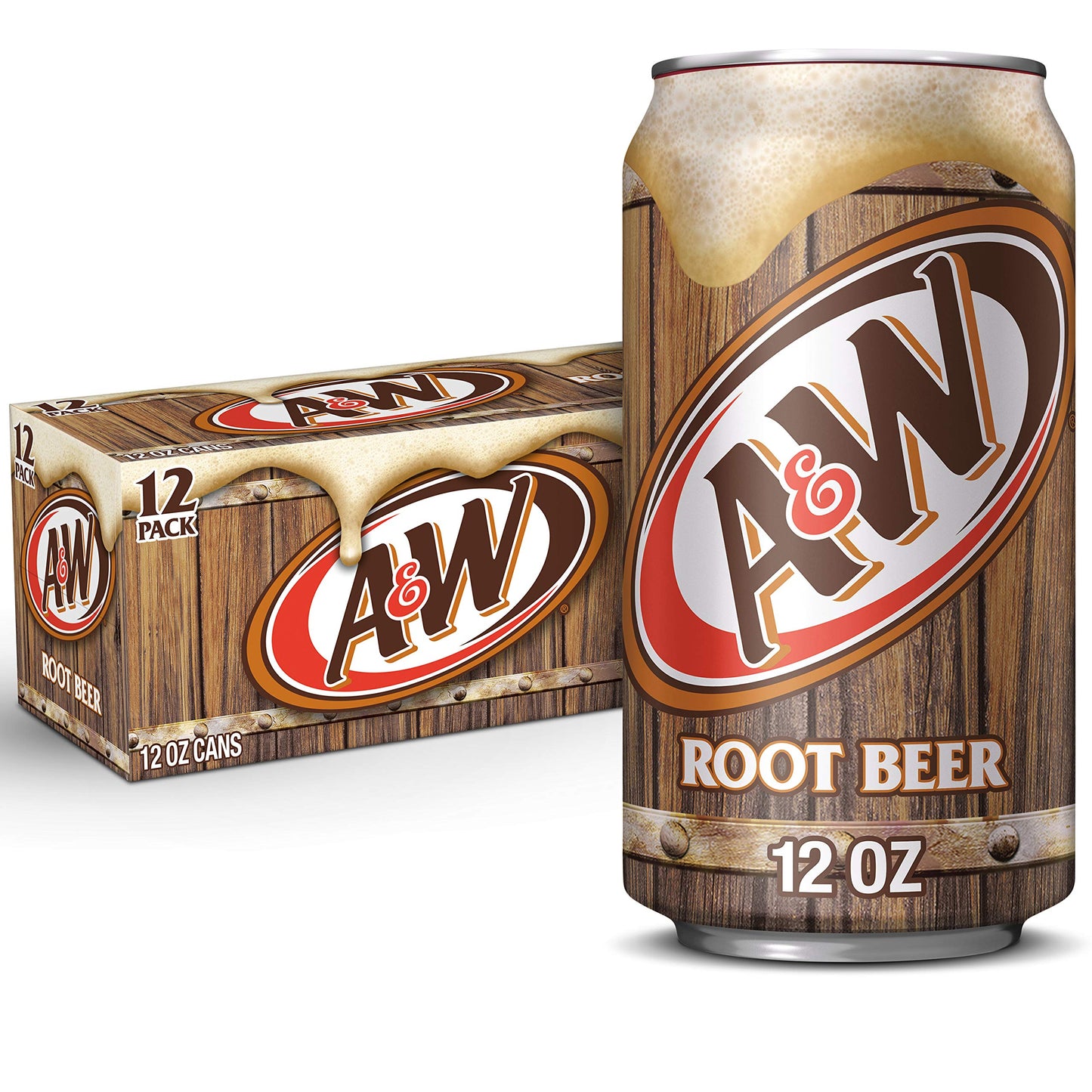 Dr Pepper A&W Root Beer Soda, 12 fl oz Cans, 12 Pack, Brown, Model DPSUSC800005216
