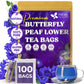 FRESHDRINKUS Butterfly Pea Flower Tea Bags, Caffeine-Free Herbal Tea, 100 Bags, Blue/Purple