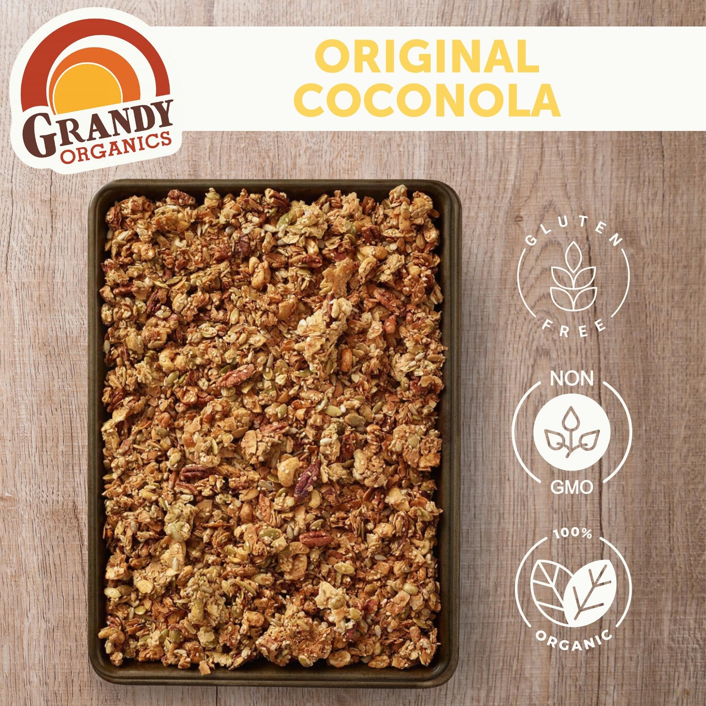 Grandy Organics Coconola Granola Variety Flavors, Original, Chocolate & Peanut Butter, Certified Organic Granola, Gluten Free, G