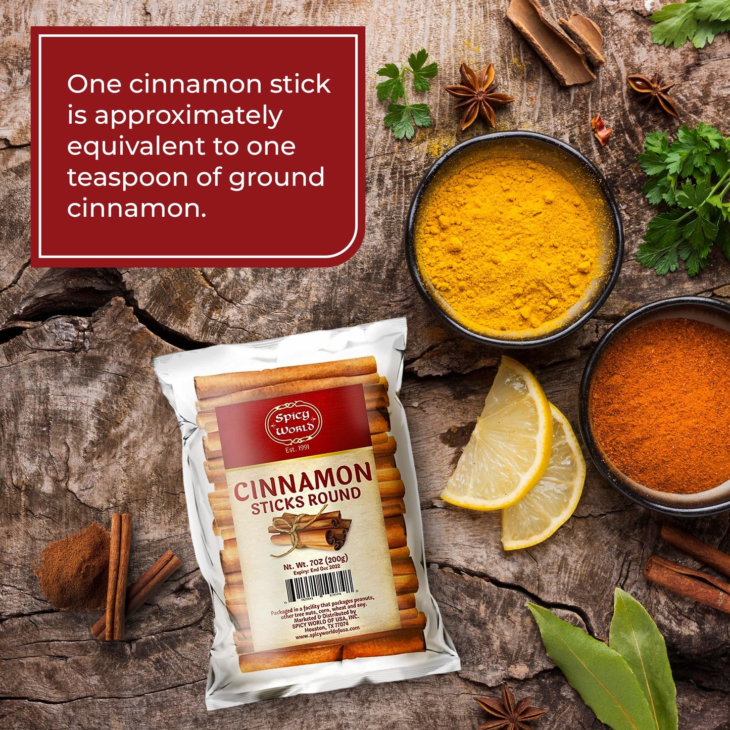 Spicy World Cinnamon Sticks 7 Ounce Bag - 36-44 Sticks - Perfect For Baking, Cooking & Beverages - 3+ Inches Length - Cassia Saigon Cinnamon From Vietnam