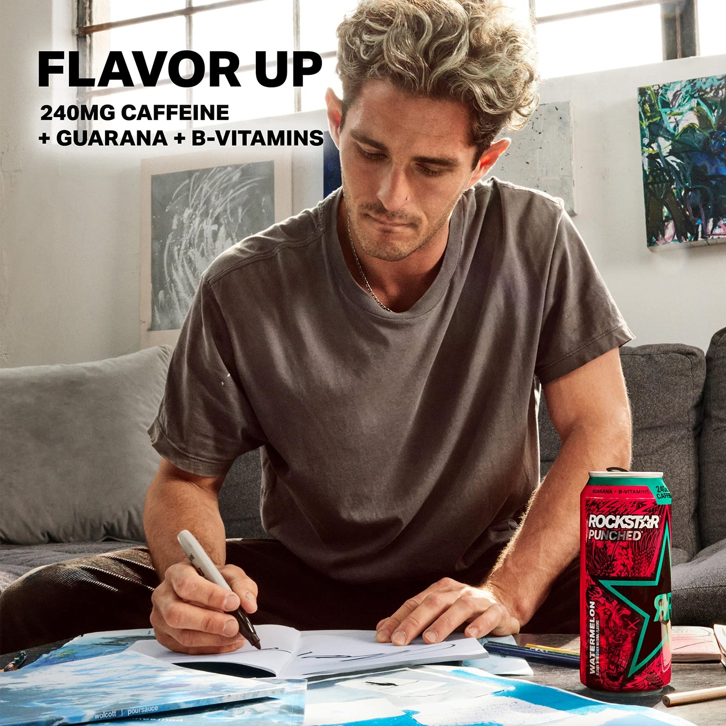 Rockstar Energy Drink, Fruit Punched, 12oz Sleek Cans, 8 Pack