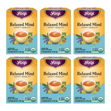 Yogi Tea Relaxed Mind Herbal Tea - Caffeine Free - 96 Organic Tea Bags - 16 Count (Pack of 6) - Yellow - Model 076950450226