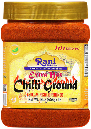 Rani Extra Hot Chilli Powder Indian Spice 16oz (1lb) 454g PET Jar ~ All Natural | Salt-Free | Vegan | No Colors | Gluten Friendl