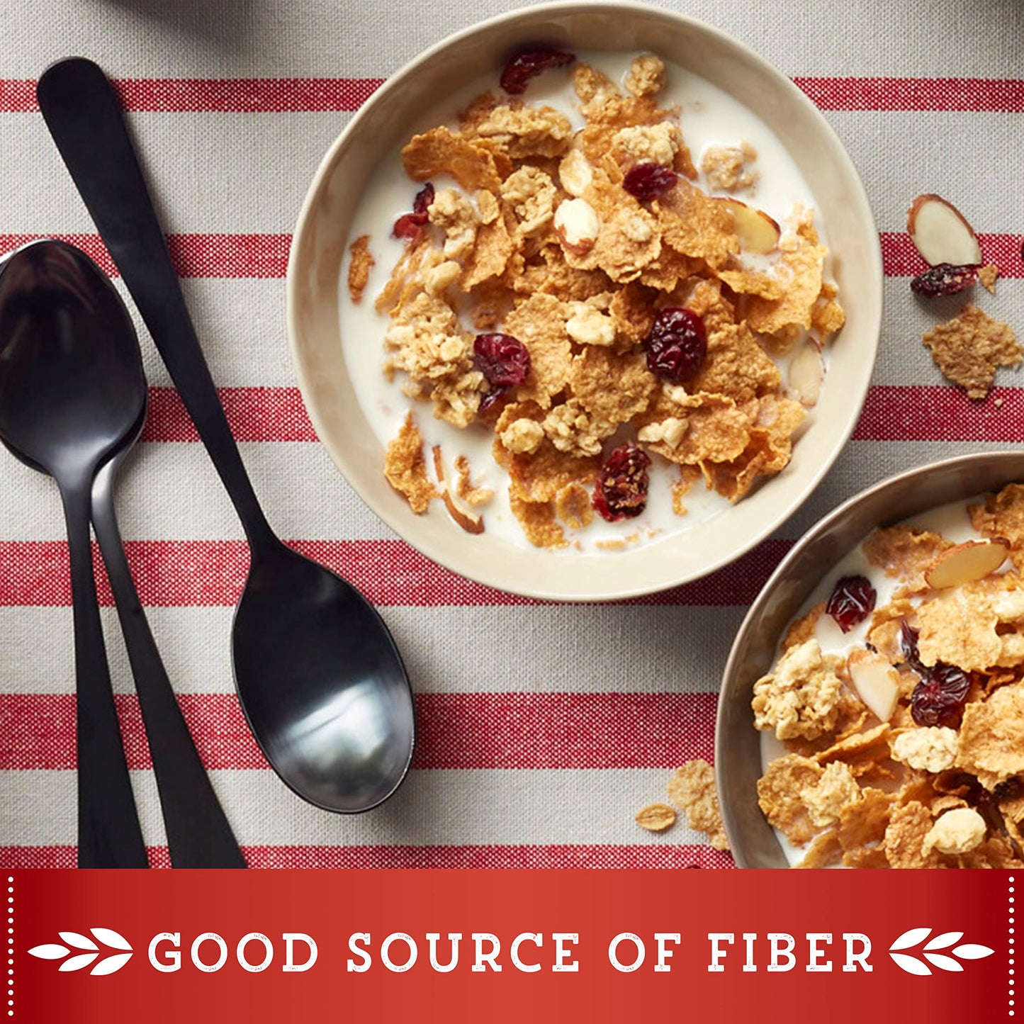 Great Grains Cranberry Almond Crunch Cereal, Cereal with Dried Cranberries and Almonds, Non-GMO Project Verified, 14 OZ Box