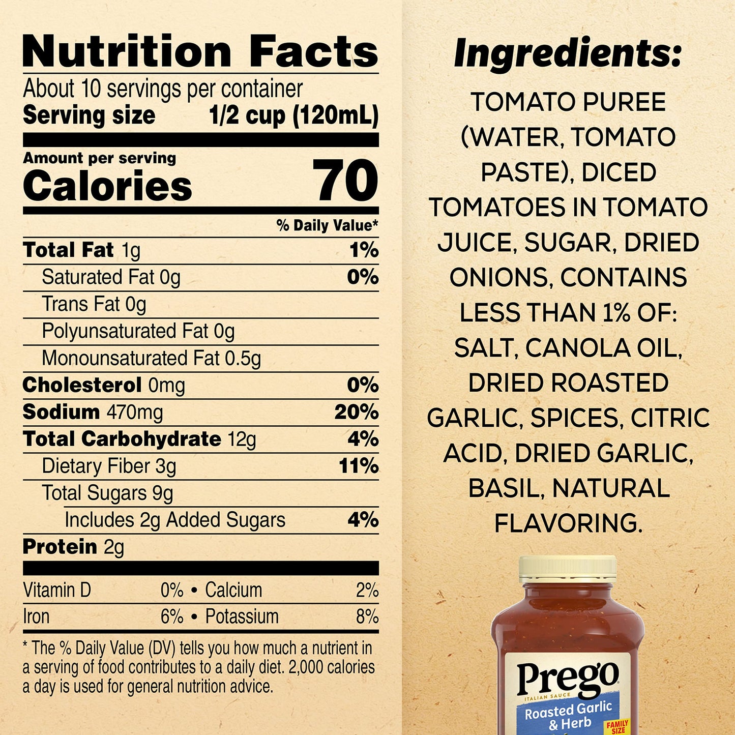 Prego Roasted Garlic And Herb Pasta Sauce, 45 Oz Jar