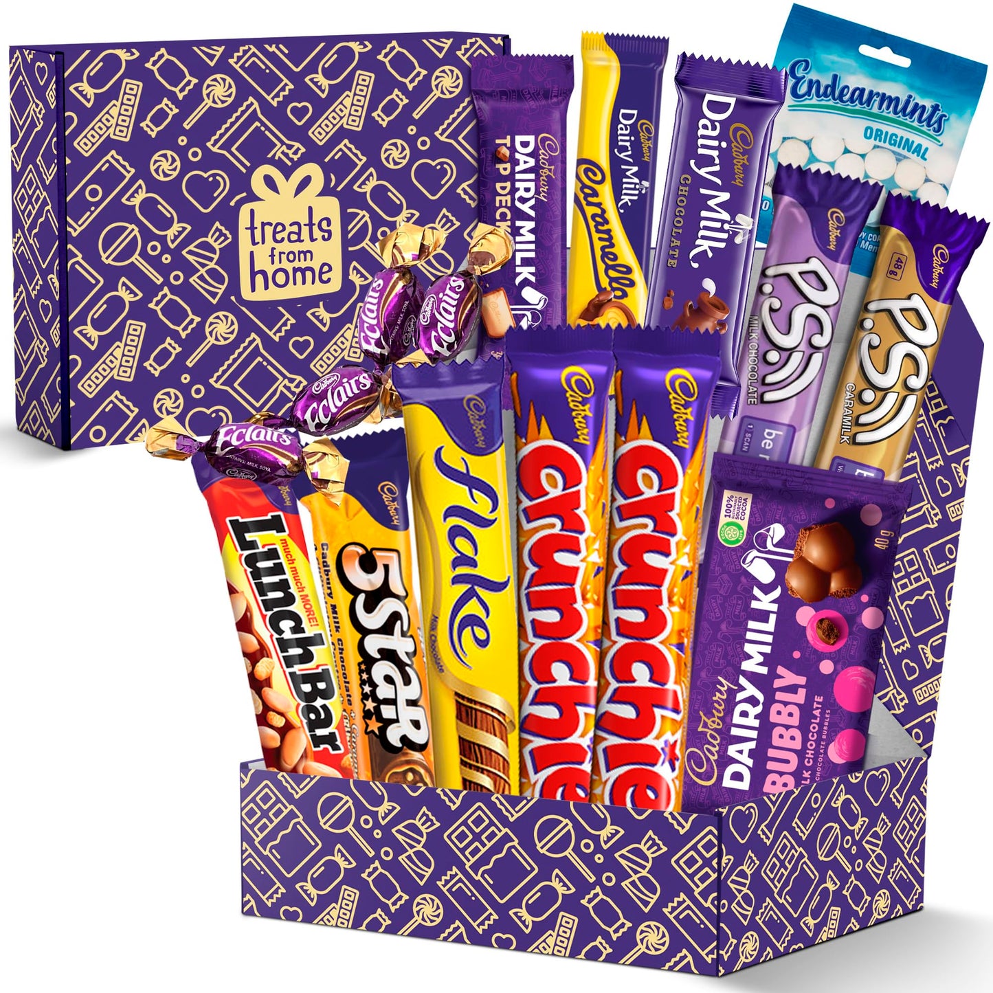 from Home Cadbury Chocolate Bar Gift Pack - 16-Piece Assortment with Flake, Crunchies, Caramello, Dairy Milk Chocolates