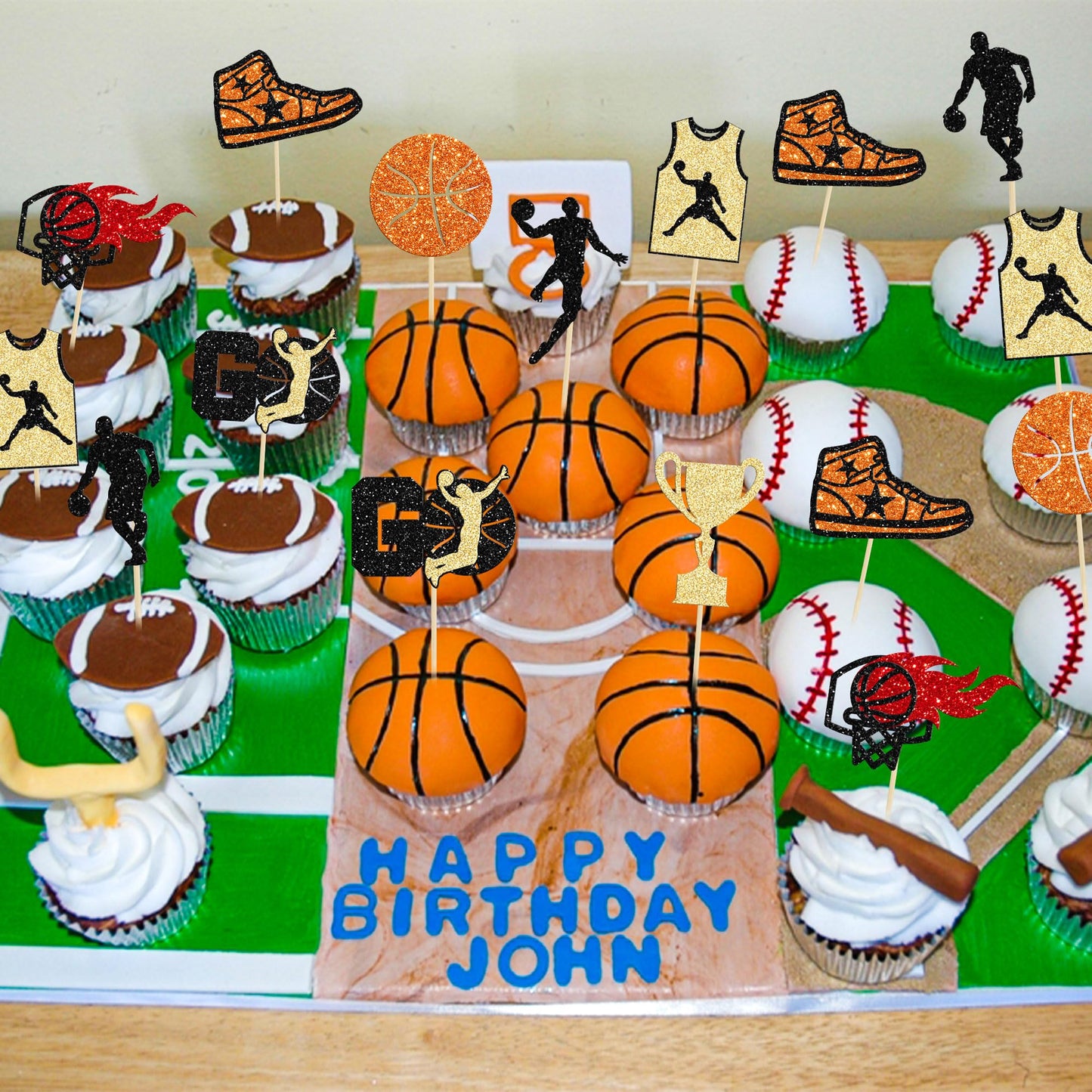 24 Pack Basketball Cupcake Toppers Basketball Player Basketball Apparel Cupcake Picks Baby Shower Basketball Players Sports Them