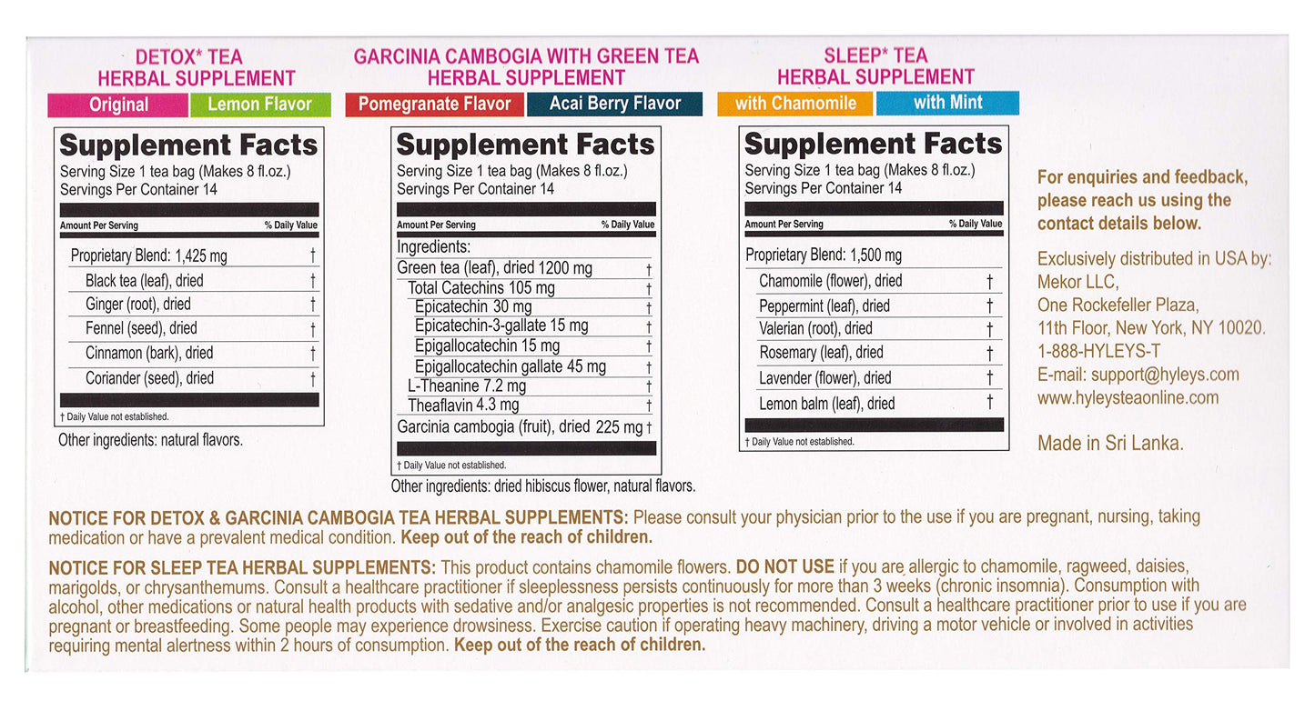 Hyleys Tea Wellness Tea 14 Days Detox Kit - 42 Tea Bags (12 Pack), 504Count